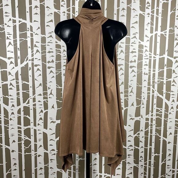 Max Edition Vicuna Faux Suede Square Lapel Racerback Vest S NEW - Picture 3 of 9